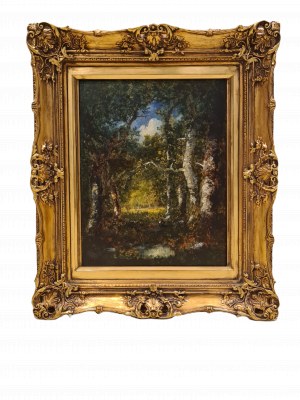 Narcisse DIAZ DE LA PEÑA (1807-1876), Kobieta w czerwonym czepku nad stawem
