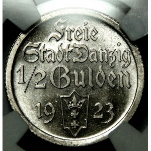 Wolne Miasto Gdańsk, 1/2 guldena 1923 STEMPEL LUSTRZANY