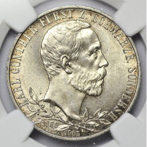 Niemcy, Schwarzburg-Sondershausen, 2 marki 1905, 25-lecie panowania