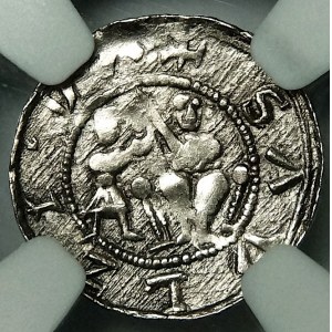 Władysław II Wygnaniec, denar (1138-1146), walka z lwem