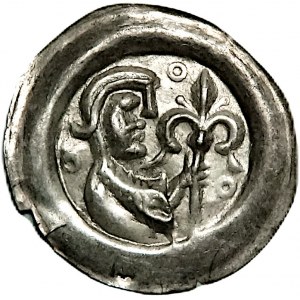 Leszek Biały (1202-1227), brakteat, książę z berłem