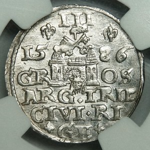 Stefan Batory, trojak 1586 GE, Ryga