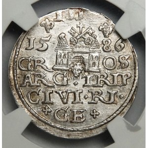Stefan Batory, trojak 1586 GE, Ryga