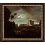 Moonlight combat near a lighthouse