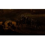 Moonlight combat near a lighthouse