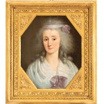 Portrait of a lady with purple ribbons