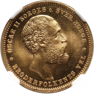 Norwegia, Oskar II, 20 koron (5 Speciedaler) 1875