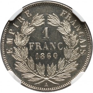 Francja, Napoleon III, 1 frank 1860 A, Paryż