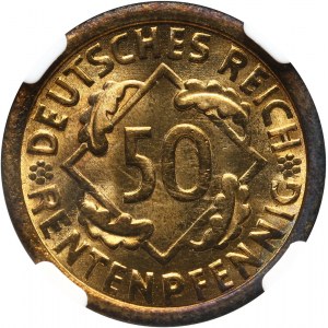 Germany, Weimar Republic, 50 Rentenpfennig 1923 F, Stuttgart