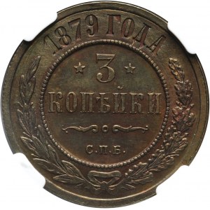 Rosja, Aleksander II, 3 kopiejki 1879 СПБ, Petersburg