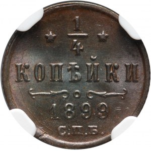 Rosja, Mikołaj II, 1/4 kopiejki 1899 СПБ, Petersburg
