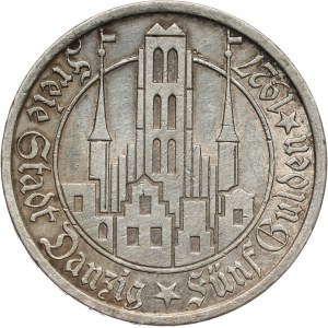 Wolne Miasto Gdańsk, 5 guldenów 1927, Berlin, Kościół Marii Panny