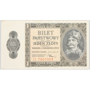 II RP, 1 złoty 1.10.1938, Bilet zdawkowy, seria IJ