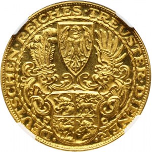 Niemcy, Republika Weimarska, medal w złocie autorstwa Karla Goetz'a, 1927 D, Monachium, 80-te urodziny Hindenburga