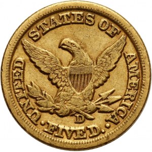 Stany Zjednoczone Ameryki, 5 dolarów 1853 D, Dahlonega