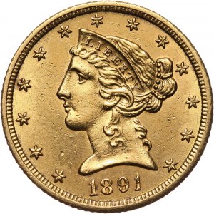 USA, 5 Dollars 1891 CC, Carson City