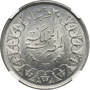 Egypt, Farouk, 20 Piastres AH1358 (1939)