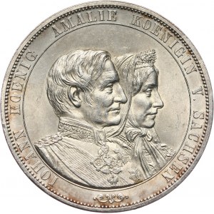 Niemcy, Saksonia, Jan V, 2 talary 1872 B, Drezno, Złote Gody