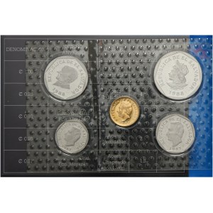 El Salvador, proof set of 5 coins from 1987/89