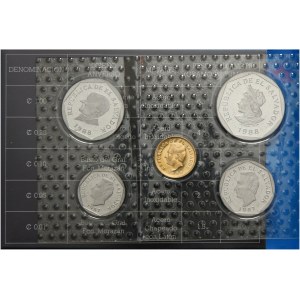 Salwador, zestaw 5 monet z 1987/89 roku, stempel lustrzany