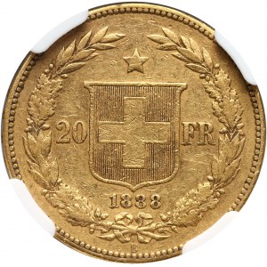 Switzerland, 20 Francs 1888 B, Bern