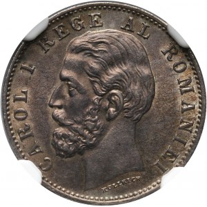 Rumunia, Karol I, 50 bani 1884 B, Bukareszt