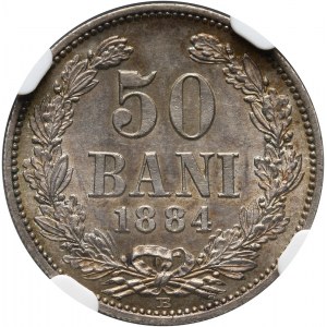Romania, Carol I, 50 Bani 1884 B, Bucharest