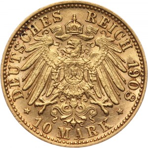 Germany, Hamburg, 10 Mark 1908 J, Hamburg