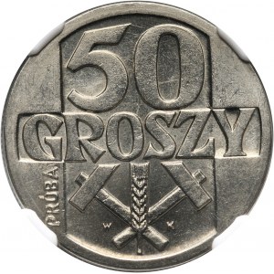 PRL, 50 groszy 1958, PRÓBA, nikiel