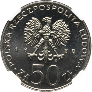 PRL, 50 złotych 1980, Bolesław I Chrobry, PRÓBA, nikiel