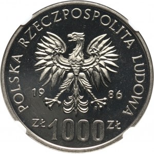 PRL, 1000 złotych 1986, Narodowy czyn pomocy szkole, PRÓBA, nikiel