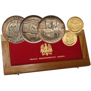 II RP, zestaw 10 i 20 złotych Bolesław Chrobry 1925 oraz 3 x 100 złotych Mieszko i Dąbrówka 1966