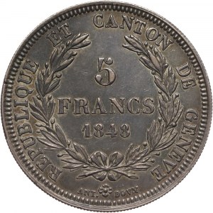 Switzerland, Geneva, 5 Francs 1848