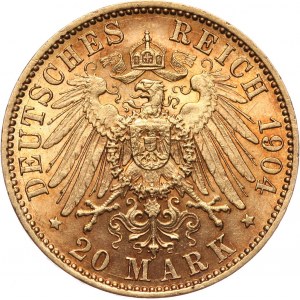 Germany, Anhalt, Friedrich II, 20 Mark 1904 A, Berlin