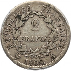 Francja, Napoleon I, 2 franki 1808 A, Paryż