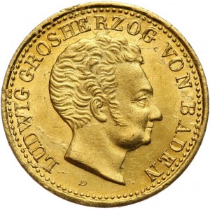 Niemcy, Badenia, Ludwik I, 5 guldenów 1828 D, Monachium