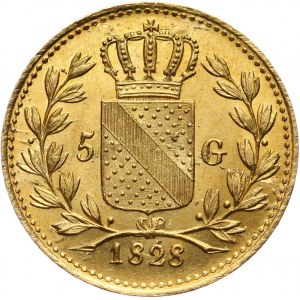 Germany, Baden, Ludwig I, 5 Gulden 1828 D, Munich