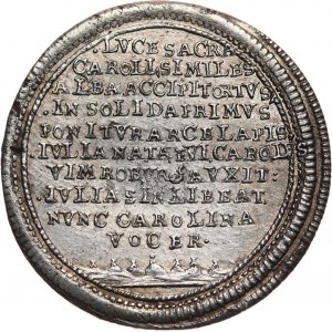 Węgry, Siedmiogród, Karol III, srebrny medalik bez daty (1715), twierdza Karlsburg