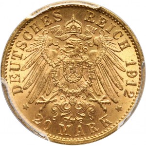 Germany, Baden, Friedrich II, 20 Mark 1912 G, Karlsruhe