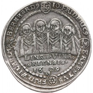 Niemcy, Saksonia-Weimar, Jan Ernest i jego siedmiu braci, talar 1609 WA, Saalfeld