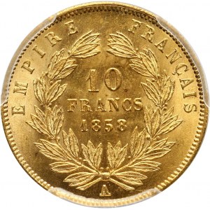 France, Napoleon III, 10 Francs 1858 A, Paris