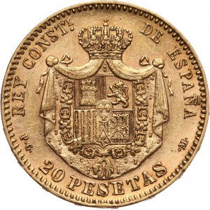 Hiszpania, Alfons XIII, 20 peset 1892 (*18-92) P.G.-M., Madryt