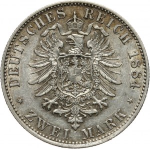 Niemcy, Reuss, Henryk XIV, 2 marki 1884 A, Berlin