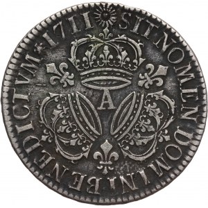 France, Louis XIV, Écu aux 3 couronnes 1711 A, Paris