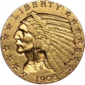 USA, 5 Dollars 1908 S, San Francisco, Indian head