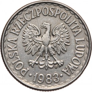 PRL, 1 złoty 1983, bez napisu PRÓBA, miedzionikiel