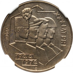 PRL, 20 złotych 1974, XXX Lat PRL, Górnik, PRÓBA, miedzionikiel