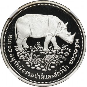 Thailand, Rama IX, 50 Baht 1974, Rhinoceros, Proof