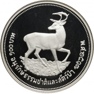 Thailand, Rama IX, 100 Baht 1974, Brown-antlered deer, Proof