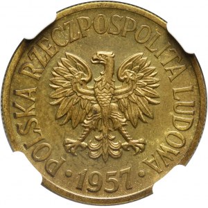 PRL, 50 groszy 1957, PRÓBA, mosiądz